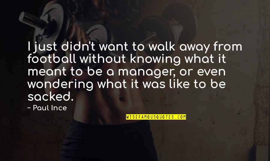 Heiliges Blechle Quotes By Paul Ince: I just didn't want to walk away from Heiliges Blechle Quotes By Paul Ince: I just didn't want to walk away from
