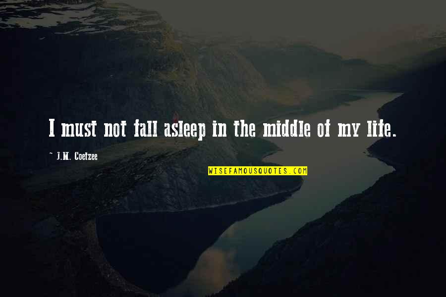 Heilmeyer Quad Quotes By J.M. Coetzee: I must not fall asleep in the middle