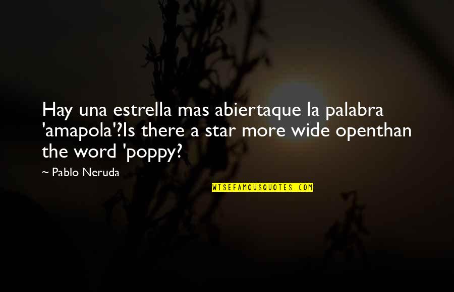 Heilmeyer Quad Quotes By Pablo Neruda: Hay una estrella mas abiertaque la palabra 'amapola'?Is