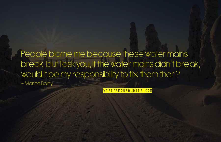 Heimkehr Von Quotes By Marion Barry: People blame me because these water mains break,