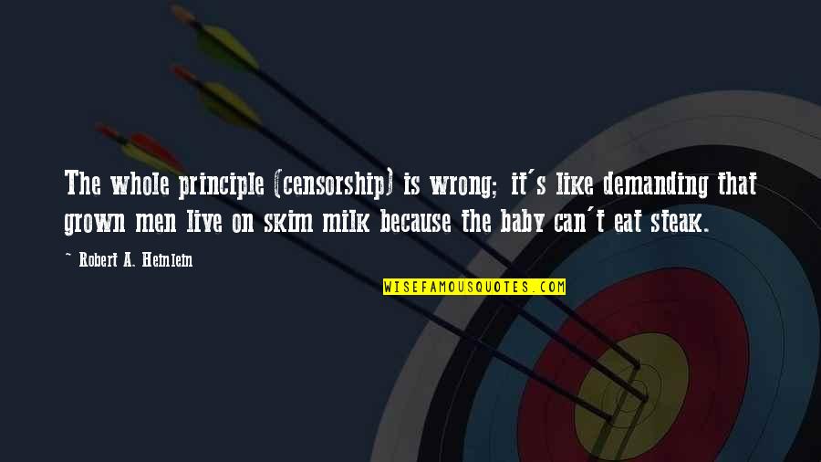 Heinlein's Quotes By Robert A. Heinlein: The whole principle (censorship) is wrong; it's like Heinlein's Quotes By Robert A. Heinlein: The whole principle (censorship) is wrong; it's like