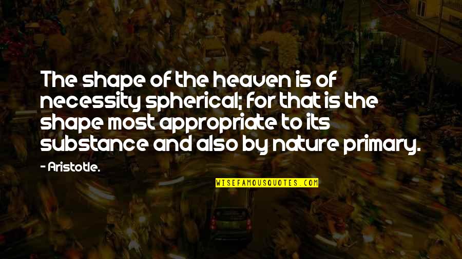 Heiny's Quotes By Aristotle.: The shape of the heaven is of necessity