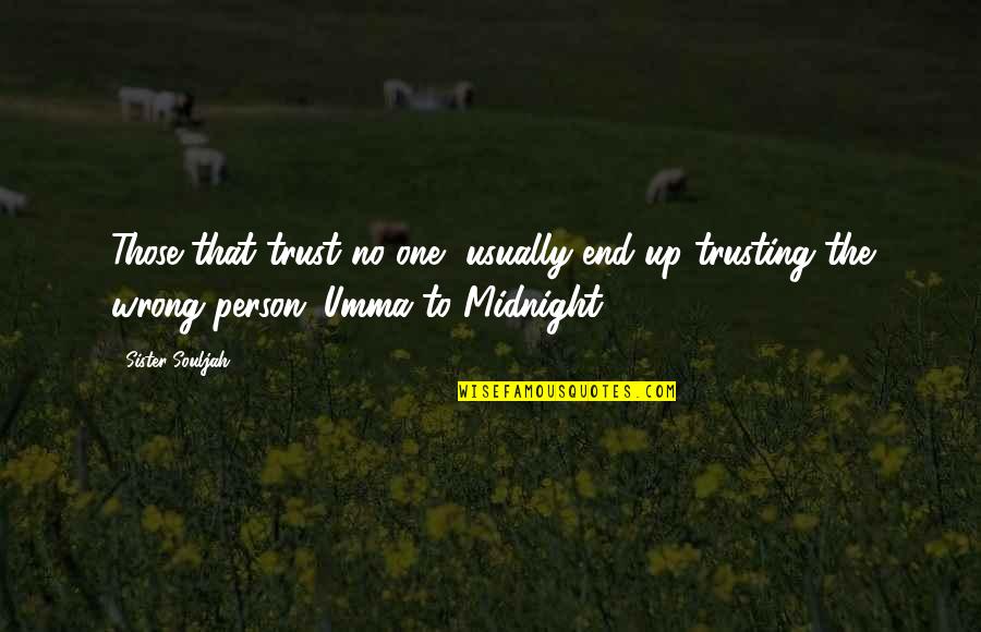 Heinzelmann Ad 950 Quotes By Sister Souljah: Those that trust no one, usually end up Heinzelmann Ad 950 Quotes By Sister Souljah: Those that trust no one, usually end up