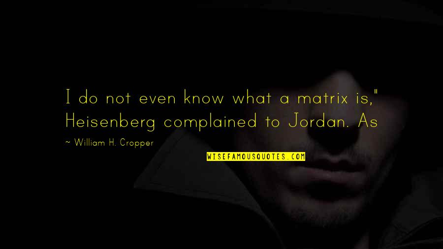 Heisenberg's Quotes By William H. Cropper: I do not even know what a matrix
