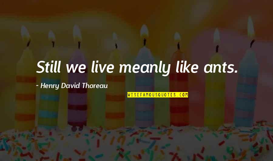 Heisman By School Quotes By Henry David Thoreau: Still we live meanly like ants.