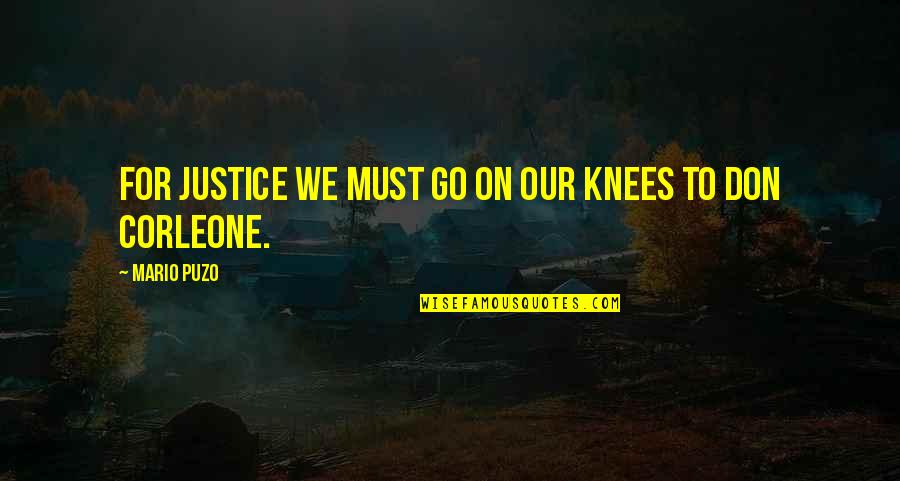 Helaasheid Quotes By Mario Puzo: For justice we must go on our knees Helaasheid Quotes By Mario Puzo: For justice we must go on our knees