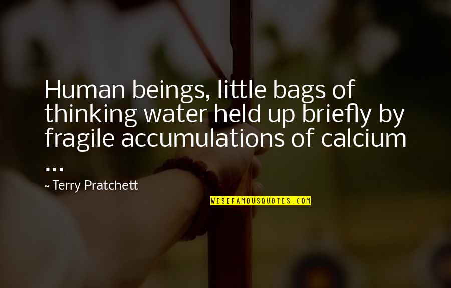 Held Up Quotes By Terry Pratchett: Human beings, little bags of thinking water held