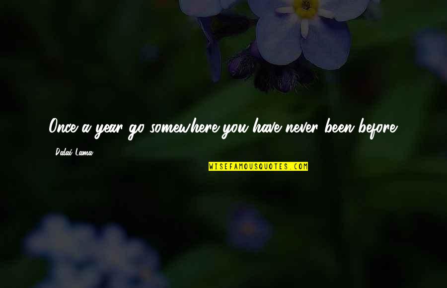 Heldman Interiors Quotes By Dalai Lama: Once a year go somewhere you have never Heldman Interiors Quotes By Dalai Lama: Once a year go somewhere you have never