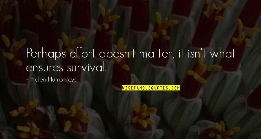 Helen Humphreys Quotes By Helen Humphreys: Perhaps effort doesn't matter, it isn't what ensures