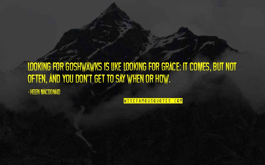 Helen Macdonald Quotes By Helen Macdonald: Looking for goshwawks is like looking for grace: