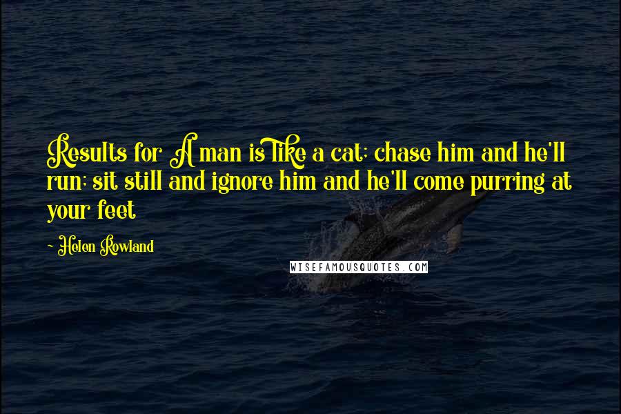 Helen Rowland quotes: Results for A man is like a cat; chase him and he'll run; sit still and ignore him and he'll come purring at your feet