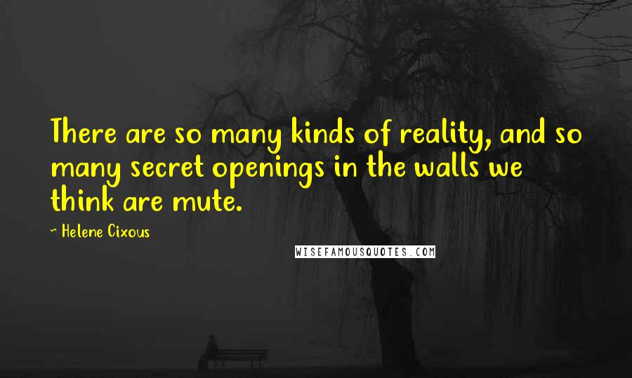 Helene Cixous quotes: There are so many kinds of reality, and so many secret openings in the walls we think are mute.