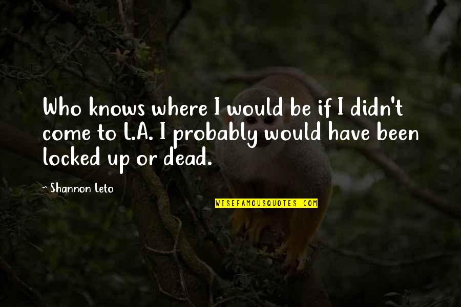 Helical Quotes By Shannon Leto: Who knows where I would be if I