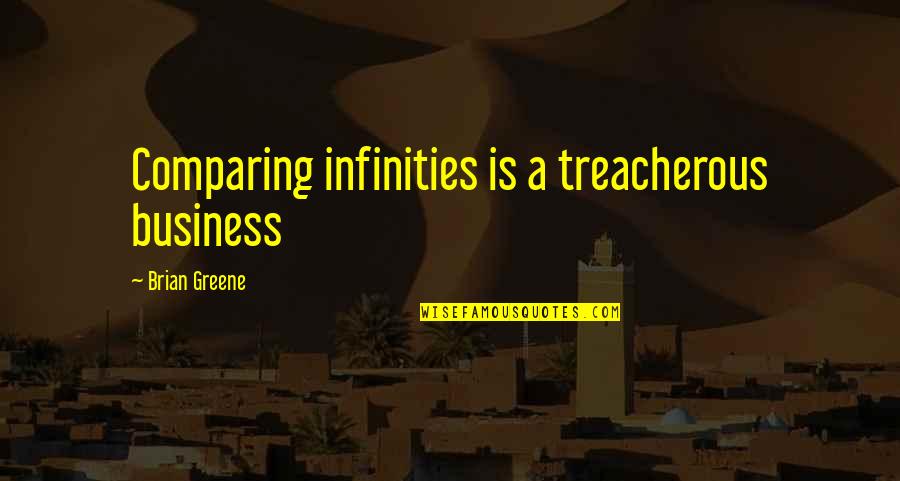 Helicopter Pilot Quotes By Brian Greene: Comparing infinities is a treacherous business