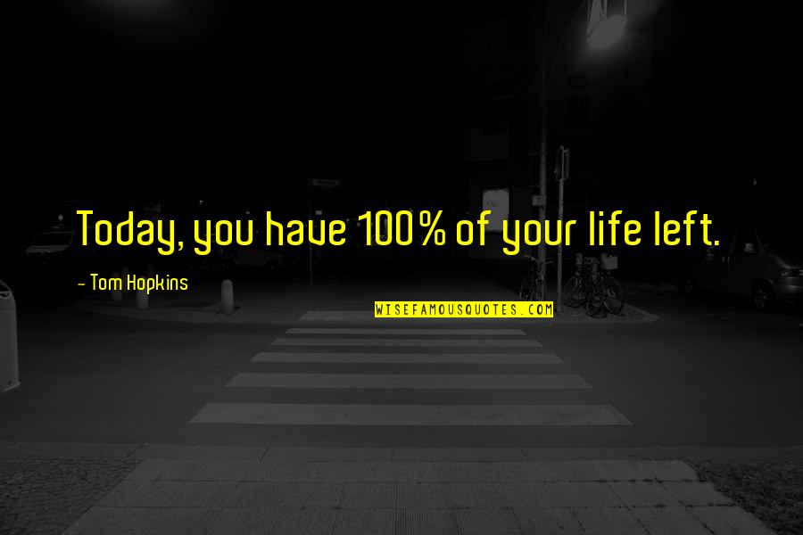 Heliograph Quotes By Tom Hopkins: Today, you have 100% of your life left.