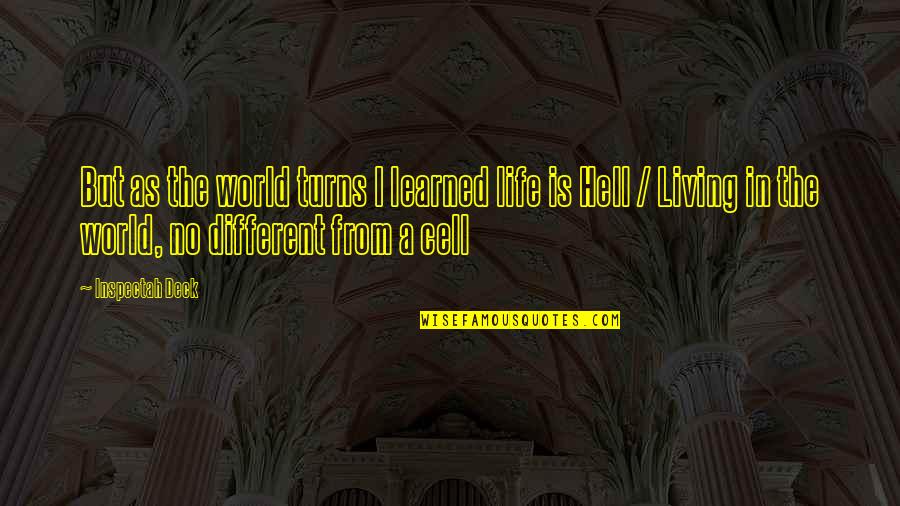 Hell In A Cell Quotes By Inspectah Deck: But as the world turns I learned life