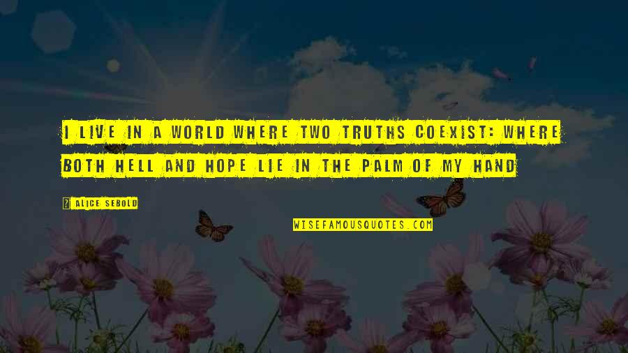 Hell The World Quotes By Alice Sebold: I live in a world where two truths Hell The World Quotes By Alice Sebold: I live in a world where two truths