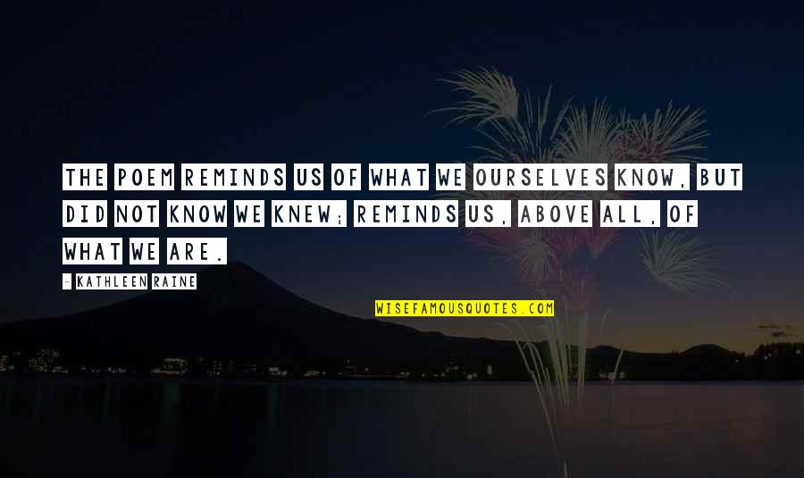 Hellams Sporting Quotes By Kathleen Raine: The poem reminds us of what we ourselves