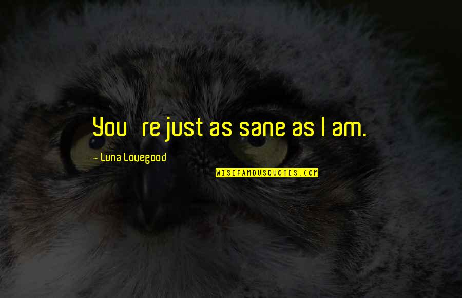 Hellblade Dillion Quotes By Luna Lovegood: You're just as sane as I am. Hellblade Dillion Quotes By Luna Lovegood: You're just as sane as I am.