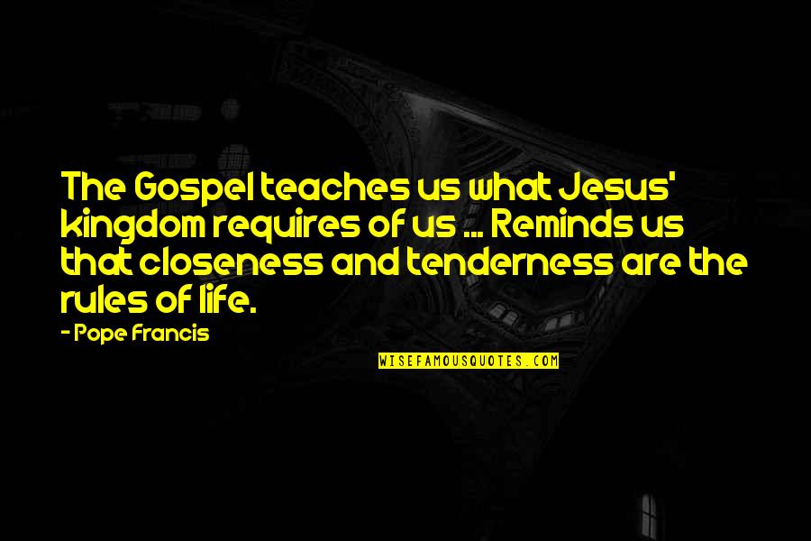 Hellekson Carla Quotes By Pope Francis: The Gospel teaches us what Jesus' kingdom requires Hellekson Carla Quotes By Pope Francis: The Gospel teaches us what Jesus' kingdom requires