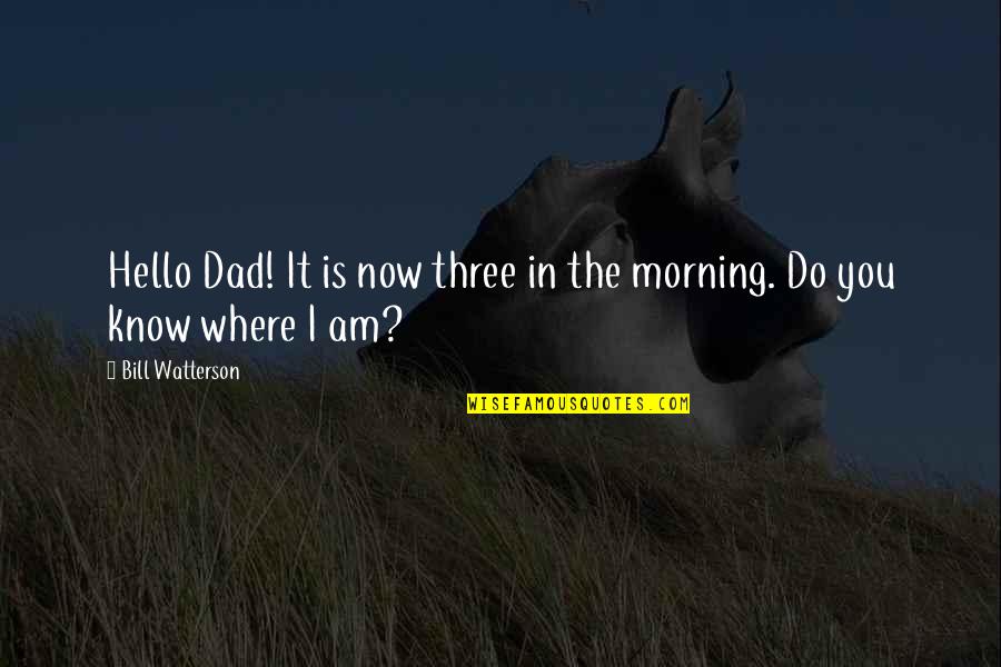 Hello Morning Quotes By Bill Watterson: Hello Dad! It is now three in the