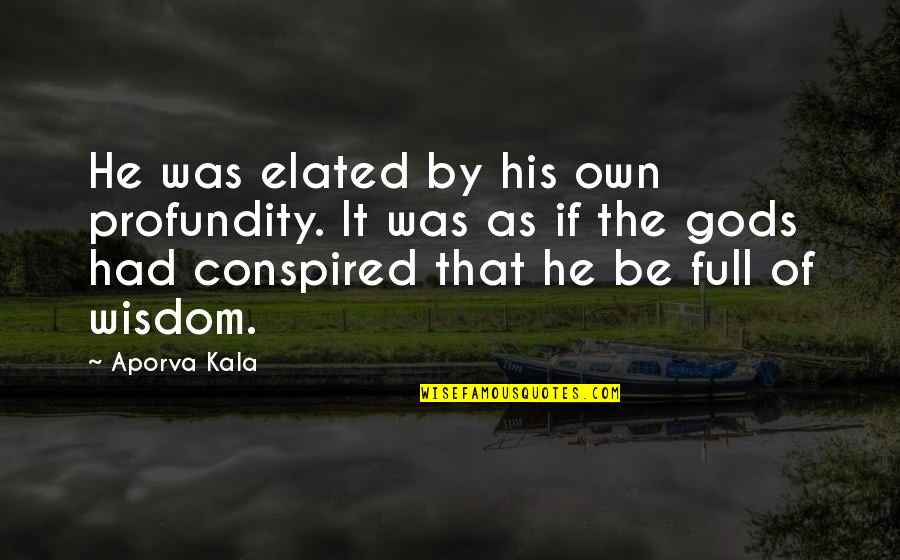 Helmering Quotes By Aporva Kala: He was elated by his own profundity. It Helmering Quotes By Aporva Kala: He was elated by his own profundity. It