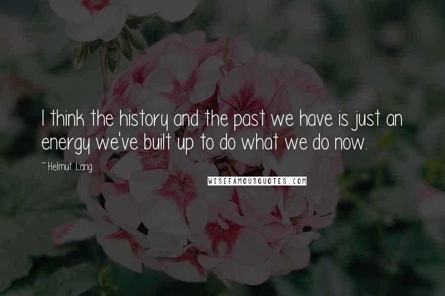 Helmut Lang quotes: I think the history and the past we have is just an energy we've built up to do what we do now.