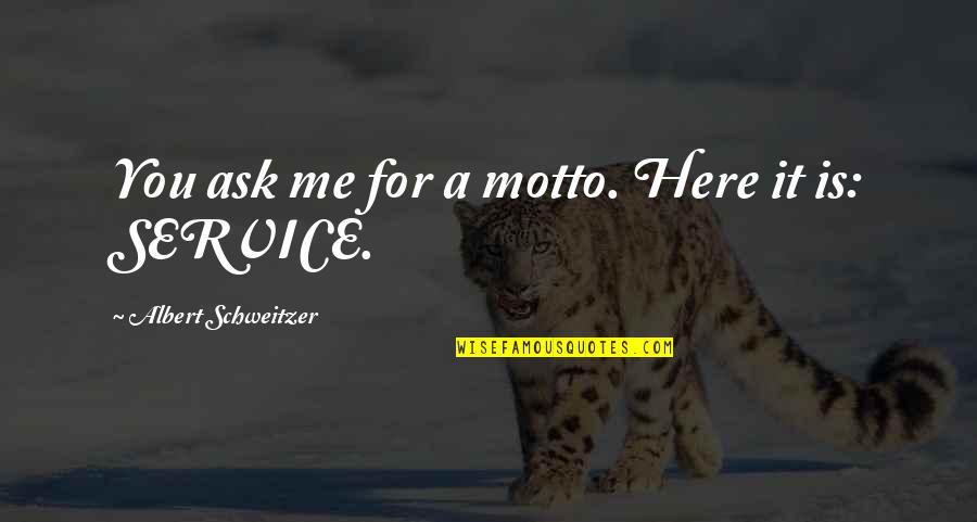 Helmut Zemo Quotes By Albert Schweitzer: You ask me for a motto. Here it