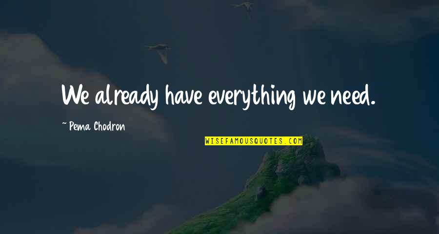 Helmuth Quotes By Pema Chodron: We already have everything we need.