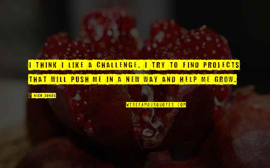 Help Me Now Quotes By Nick Jonas: I think I like a challenge. I try Help Me Now Quotes By Nick Jonas: I think I like a challenge. I try