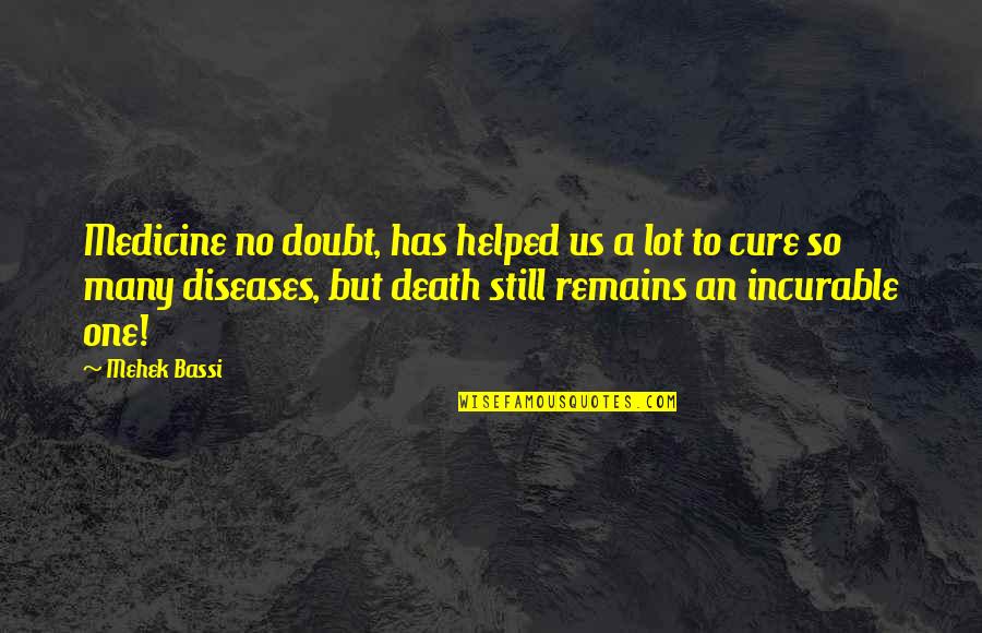 Helped Quotes By Mehek Bassi: Medicine no doubt, has helped us a lot