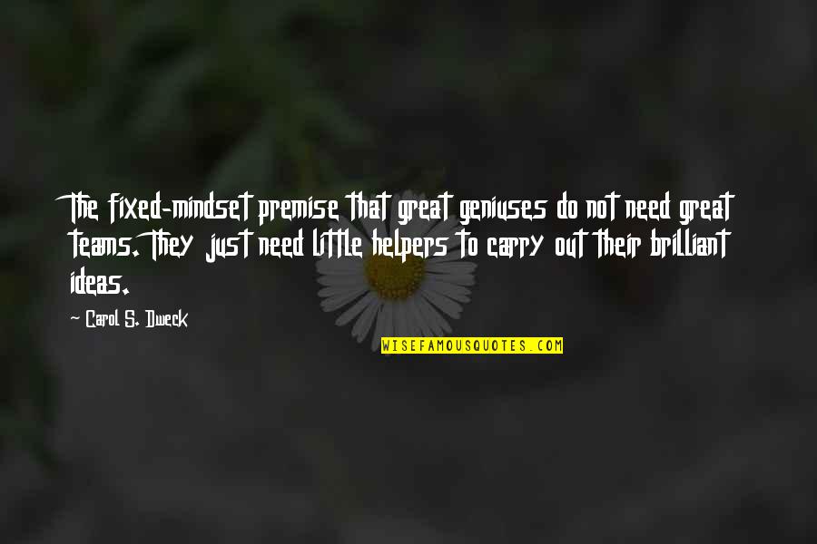 Helpers Quotes By Carol S. Dweck: The fixed-mindset premise that great geniuses do not