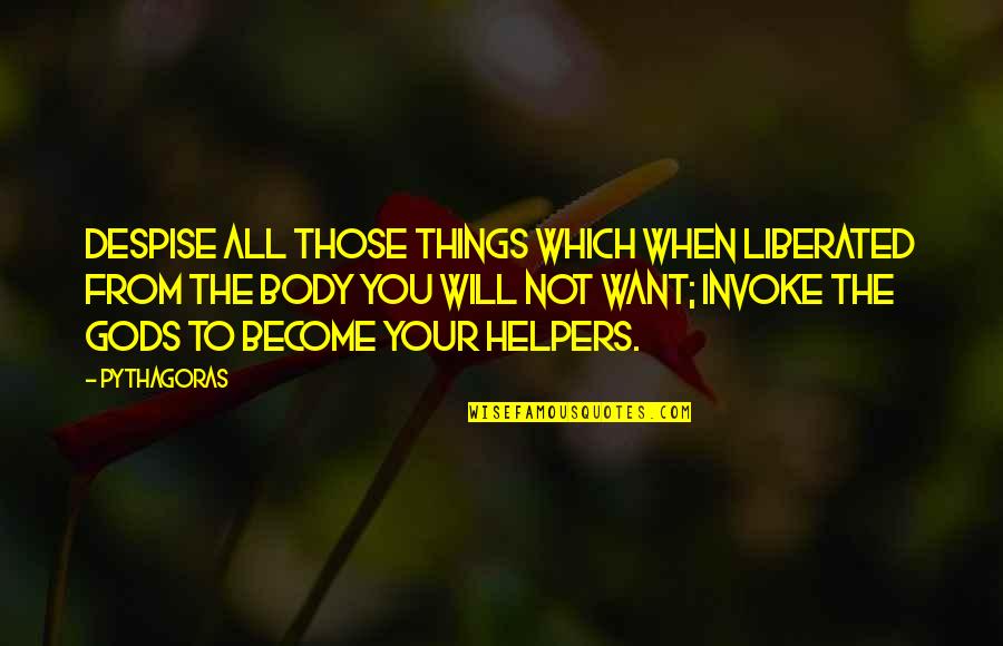 Helpers Quotes By Pythagoras: Despise all those things which when liberated from