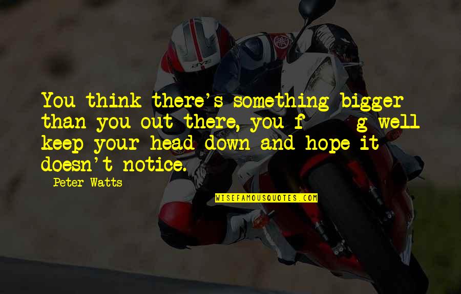 Helping Someone In Pain Quotes By Peter Watts: You think there's something bigger than you out Helping Someone In Pain Quotes By Peter Watts: You think there's something bigger than you out