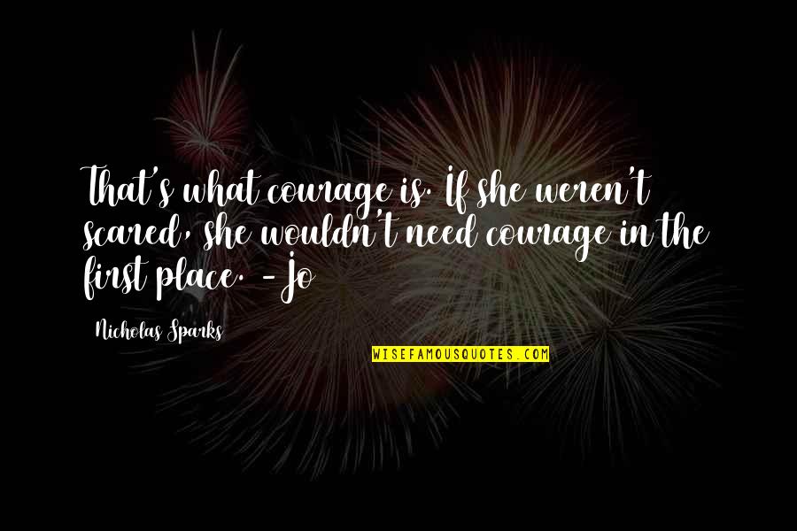 Helping The Orphans Quotes By Nicholas Sparks: That's what courage is. If she weren't scared,