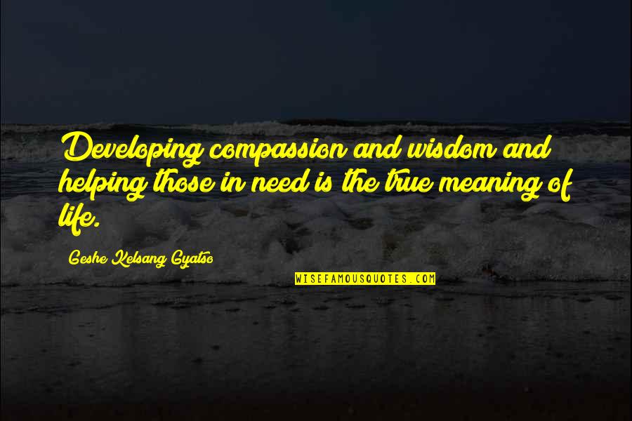 Helping Those In Need Quotes By Geshe Kelsang Gyatso: Developing compassion and wisdom and helping those in