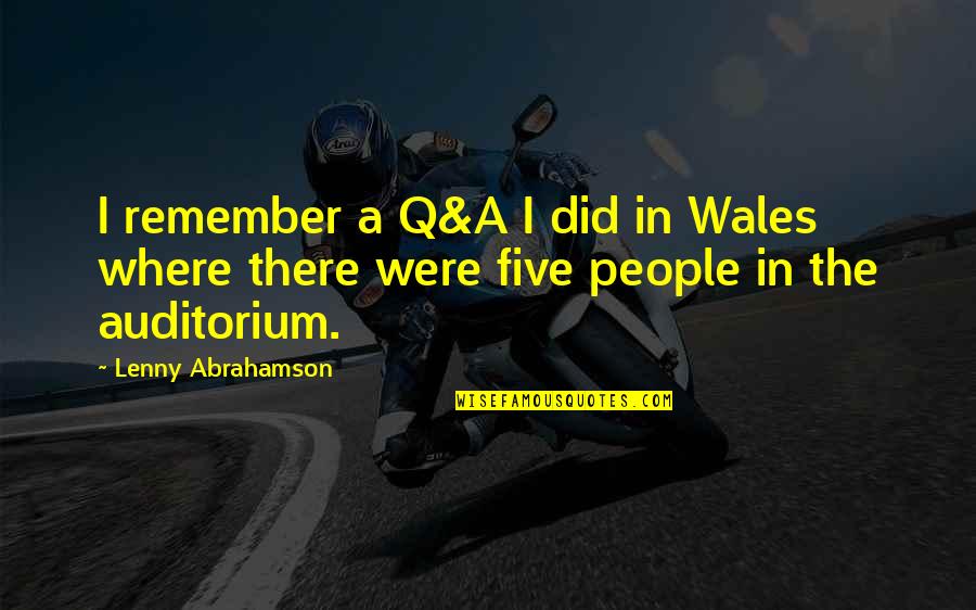 Helping Without Expecting In Return Quotes By Lenny Abrahamson: I remember a Q&A I did in Wales