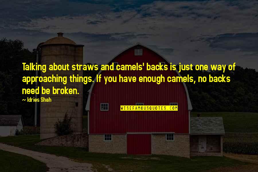 Helpless Mother Quotes By Idries Shah: Talking about straws and camels' backs is just