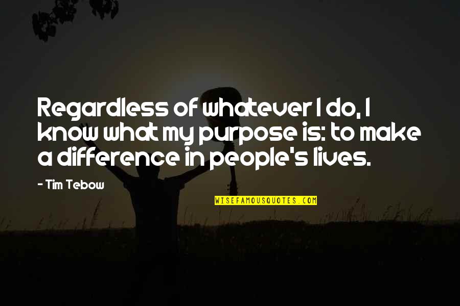 Helyett N Met L Quotes By Tim Tebow: Regardless of whatever I do, I know what Helyett N Met L Quotes By Tim Tebow: Regardless of whatever I do, I know what