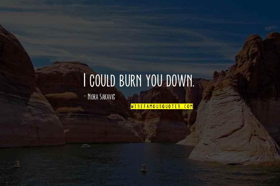 Hemanta Rabindra Quotes By Nora Sakavic: I could burn you down. Hemanta Rabindra Quotes By Nora Sakavic: I could burn you down.