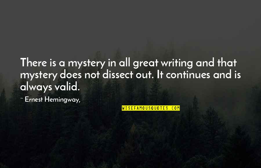 Hemingway Quotes By Ernest Hemingway,: There is a mystery in all great writing