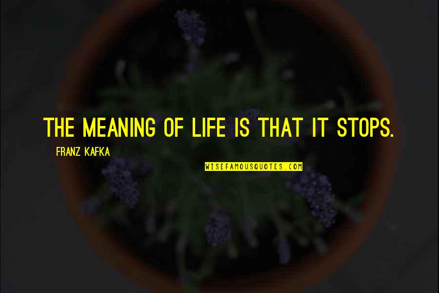 Hemorragia Subaracnoidea Quotes By Franz Kafka: The meaning of life is that it stops.