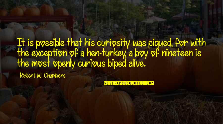 Hen Best Quotes By Robert W. Chambers: It is possible that his curiosity was piqued,