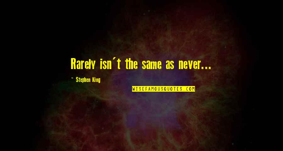 Henchoz Stephane Quotes By Stephen King: Rarely isn't the same as never... Henchoz Stephane Quotes By Stephen King: Rarely isn't the same as never...