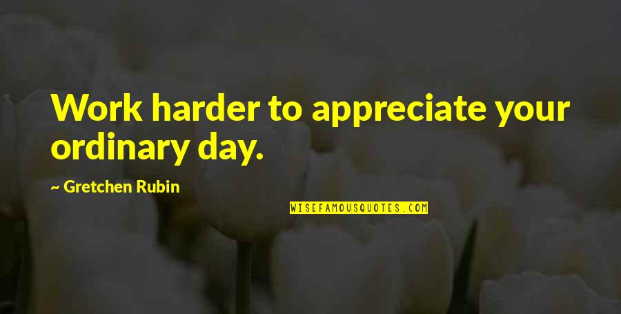 Hendrina Cupery Quotes By Gretchen Rubin: Work harder to appreciate your ordinary day.