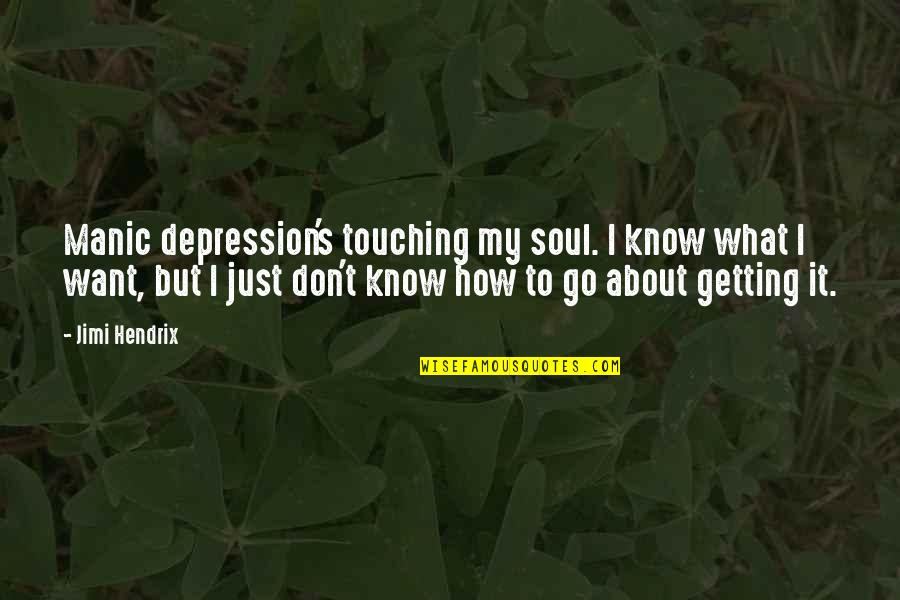 Hendrix's Quotes By Jimi Hendrix: Manic depression's touching my soul. I know what