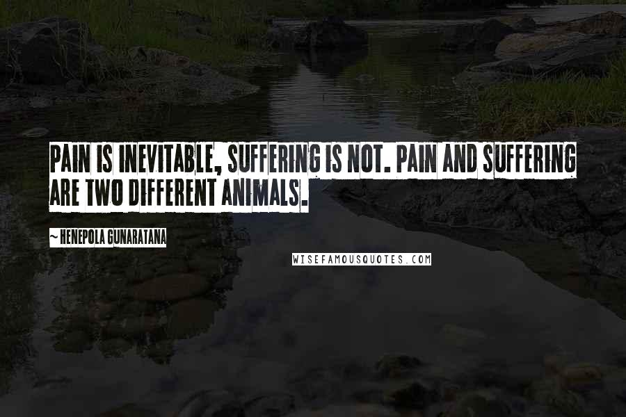 Henepola Gunaratana quotes: Pain is inevitable, suffering is not. Pain and suffering are two different animals.