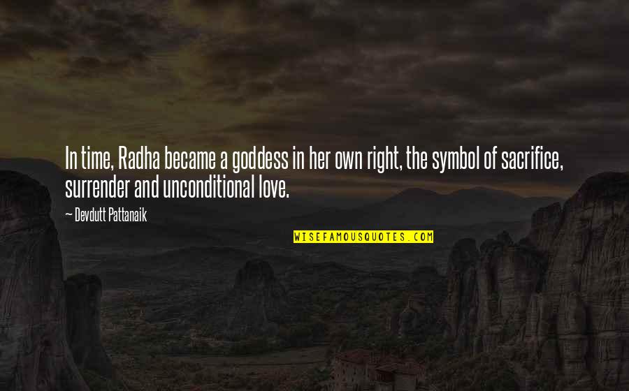 Henio In Spanish Quotes By Devdutt Pattanaik: In time, Radha became a goddess in her