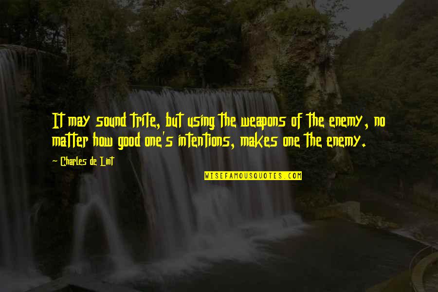 Hennessy Beer Quotes By Charles De Lint: It may sound trite, but using the weapons Hennessy Beer Quotes By Charles De Lint: It may sound trite, but using the weapons