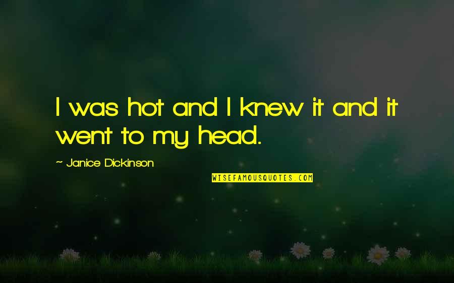 Hennessy Memorable Quotes By Janice Dickinson: I was hot and I knew it and Hennessy Memorable Quotes By Janice Dickinson: I was hot and I knew it and